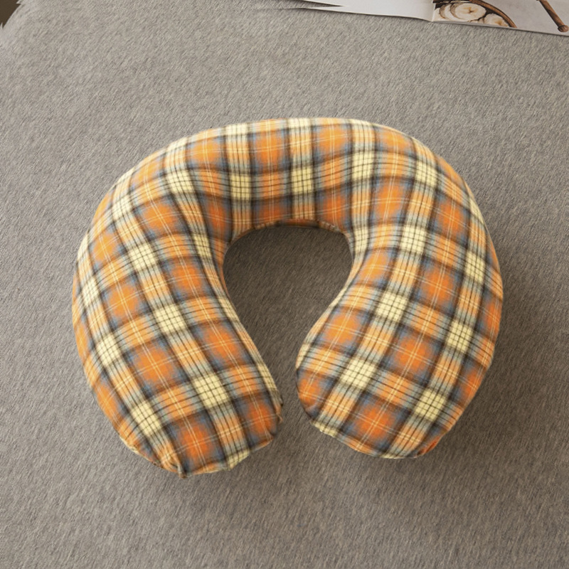 У-образна възглавница за шия с пълнеж от елда, калъф от памучен плат, съдържание на пълнежа 95%, стил: модерен минимализъм, за възрастни.