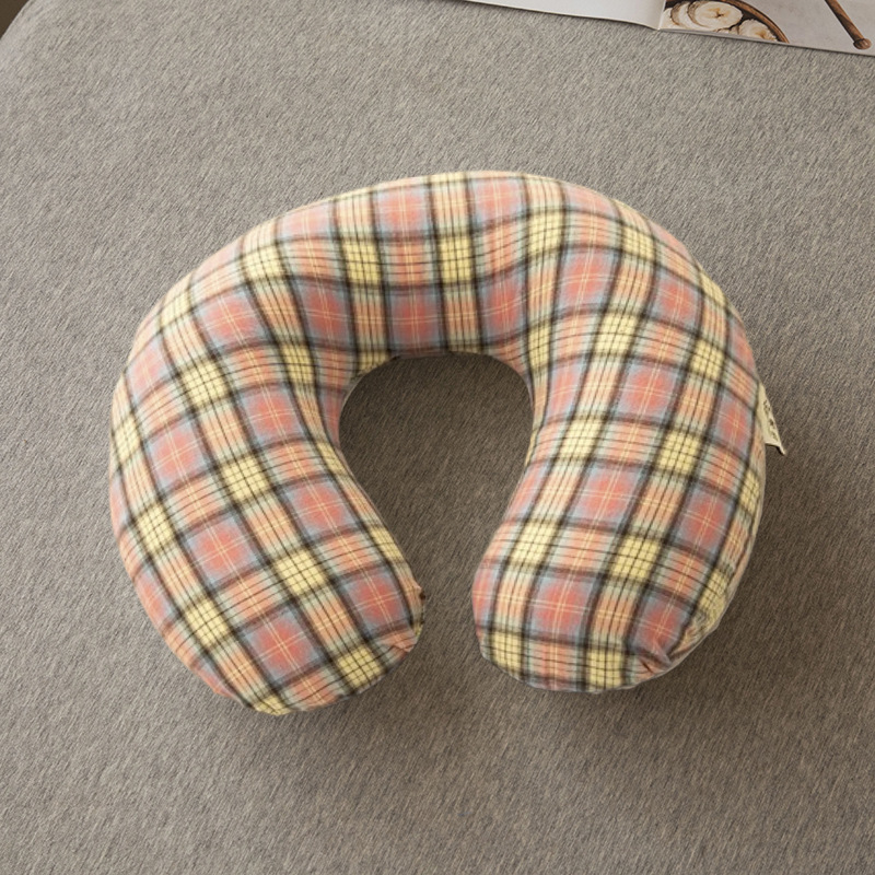 У-образна възглавница за шия с пълнеж от елда, калъф от памучен плат, съдържание на пълнежа 95%, стил: модерен минимализъм, за възрастни.