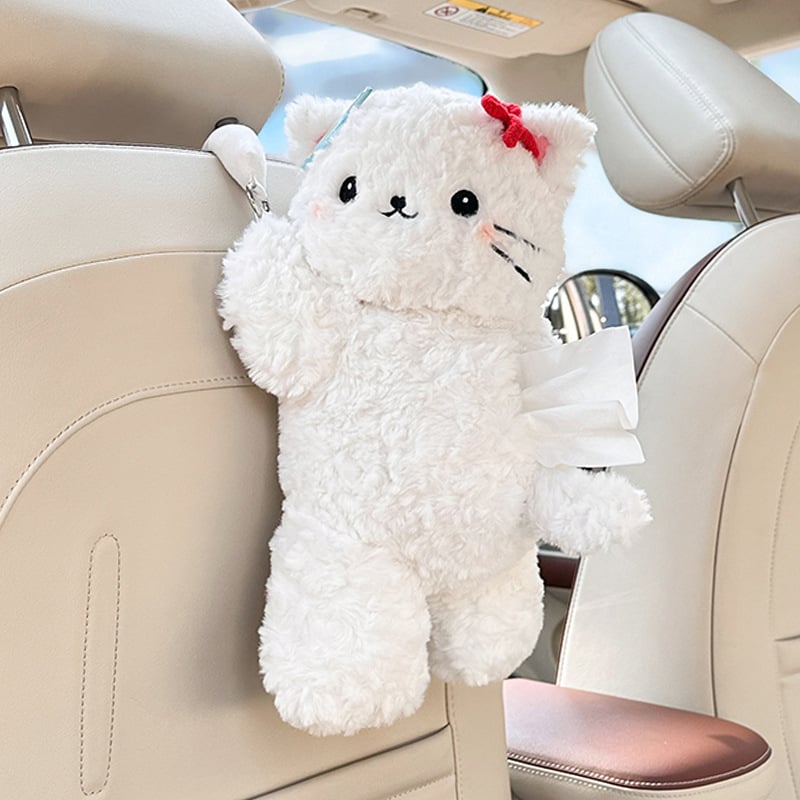 Кутия за салфетки за автомобил с подвесна плюшена котка (Плюш; Blue Rain; Двоен режим: кола и дом; Персонализиране налично; Опции за частни марки)