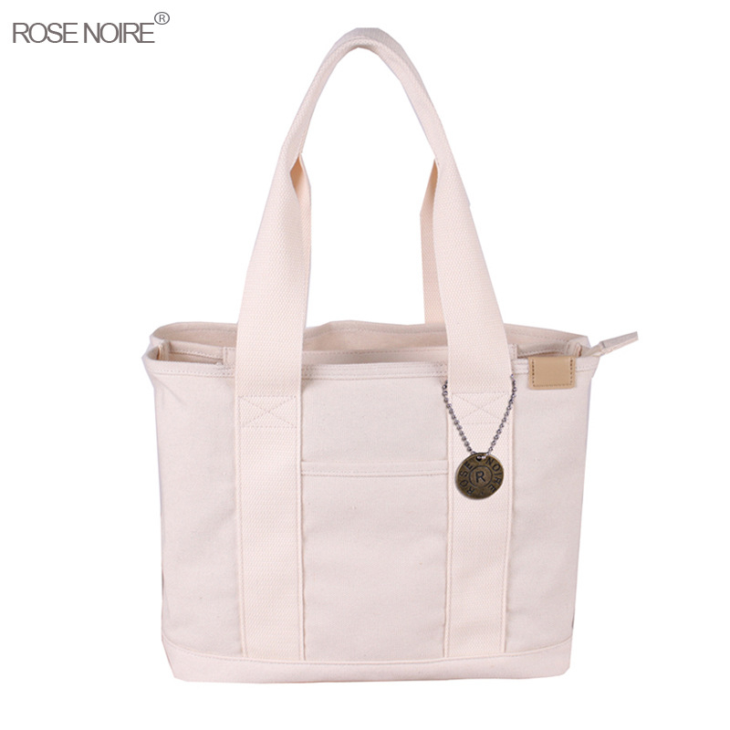 ROSE NOIRE канвасова Tote чанта — вертикален квадрат, цип, вътрешен слой, градски стил