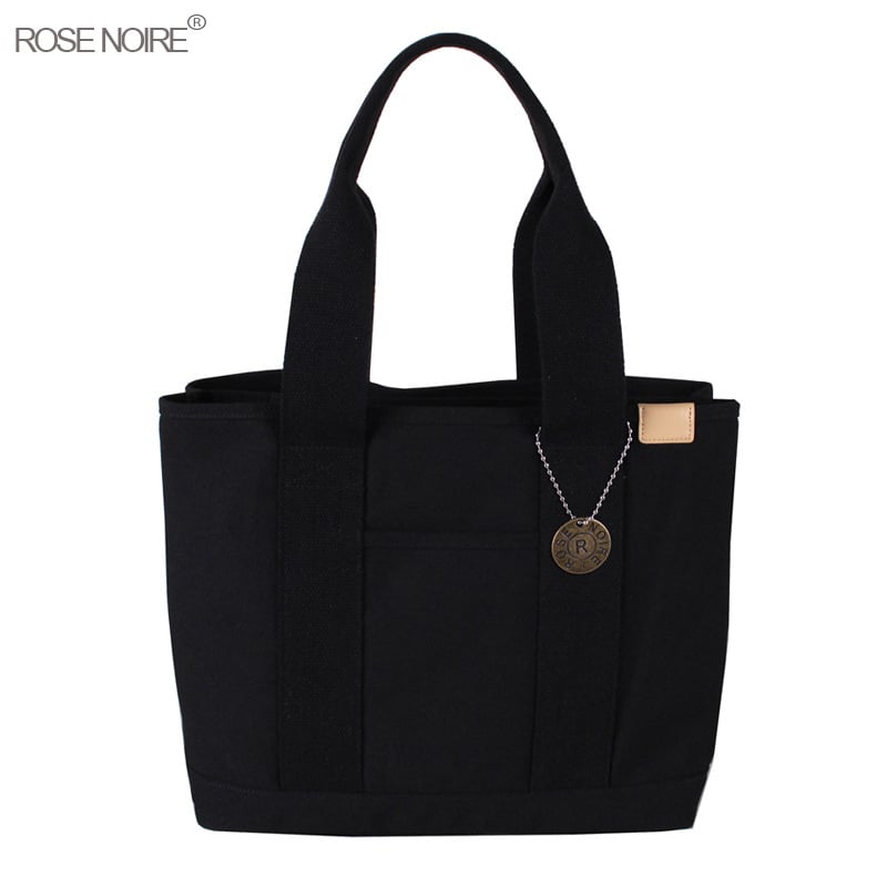 ROSE NOIRE канвасова Tote чанта — вертикален квадрат, цип, вътрешен слой, градски стил