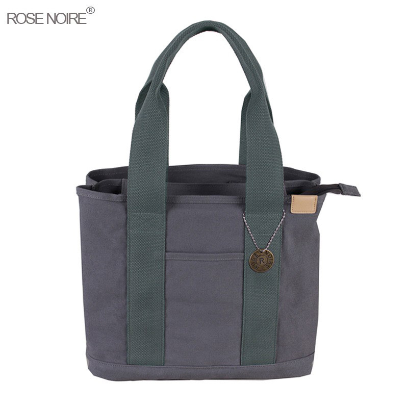 ROSE NOIRE канвасова Tote чанта — вертикален квадрат, цип, вътрешен слой, градски стил