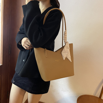 Geantă Tote cu model Lychee, formă bucket, PU, curea crossbody, fermoar, buzunare interne (secret cu fermoar, buzunar pentru telefon, buzunar pentru ID)