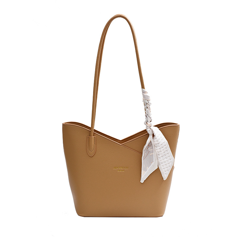 Geantă Tote cu model Lychee, formă bucket, PU, curea crossbody, fermoar, buzunare interne (secret cu fermoar, buzunar pentru telefon, buzunar pentru ID)