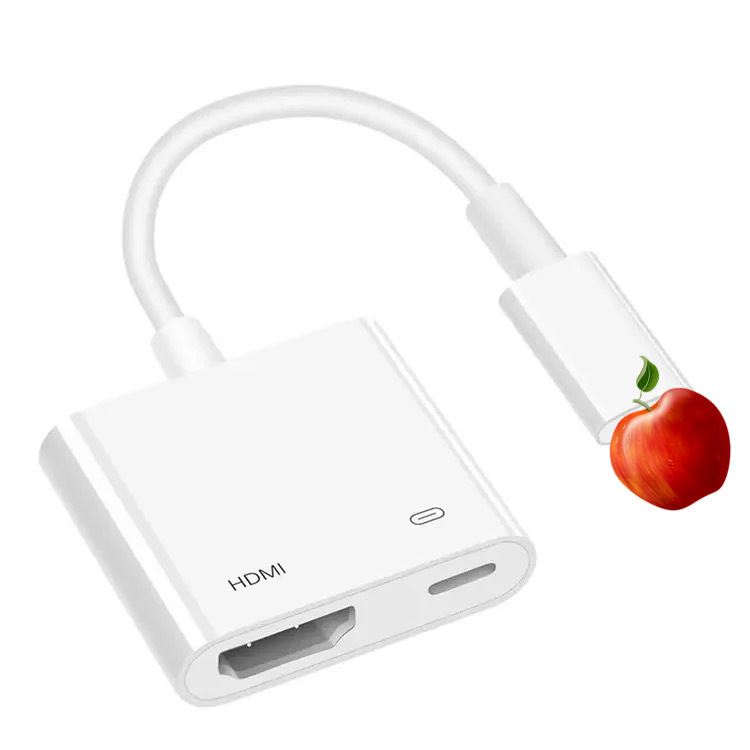 iPhone 14 Lightning–HDMI videó adapter kábel, réz vezeték, 12,5 cm, nikkelezett, televízióhoz