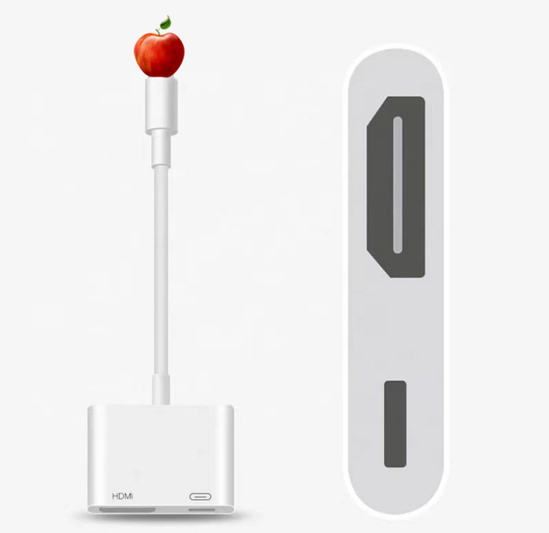 iPhone 14 Lightning–HDMI videó adapter kábel, réz vezeték, 12,5 cm, nikkelezett, televízióhoz