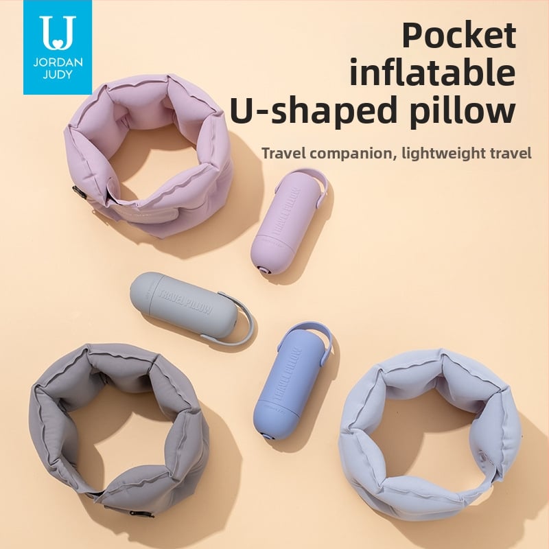 Надуваема U-образна възглавница за пътуване, компактна и преносима за самолети и високоскоростни влакове, напълнена с въздух, тегло под 0,5 кг