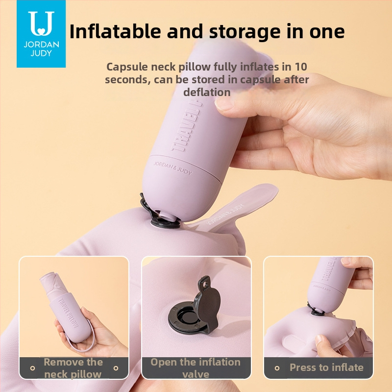 Надуваема U-образна възглавница за пътуване, компактна и преносима за самолети и високоскоростни влакове, напълнена с въздух, тегло под 0,5 кг