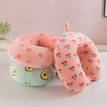 У-образена възглавница от паметна пяна, сладък мультяшен дизайн, подходяща за пътуване и офисни дрямки, за автомобил и самолет
