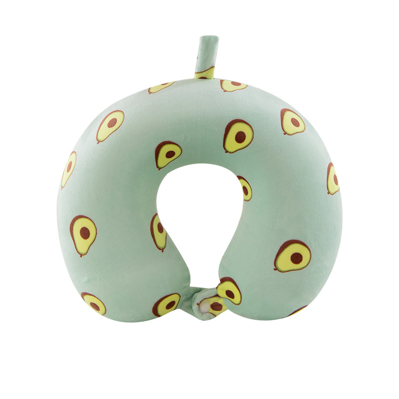 У-образена възглавница от паметна пяна, сладък мультяшен дизайн, подходяща за пътуване и офисни дрямки, за автомобил и самолет