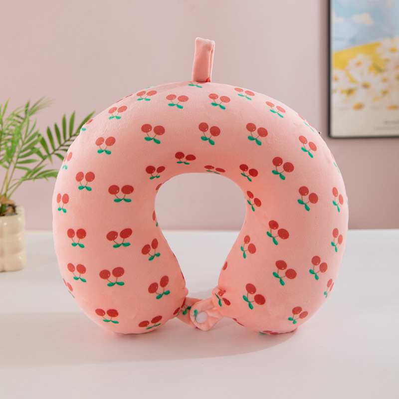 У-образена възглавница от паметна пяна, сладък мультяшен дизайн, подходяща за пътуване и офисни дрямки, за автомобил и самолет