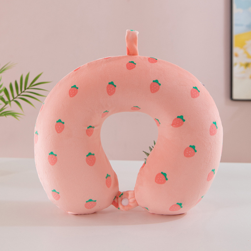 У-образена възглавница от паметна пяна, сладък мультяшен дизайн, подходяща за пътуване и офисни дрямки, за автомобил и самолет