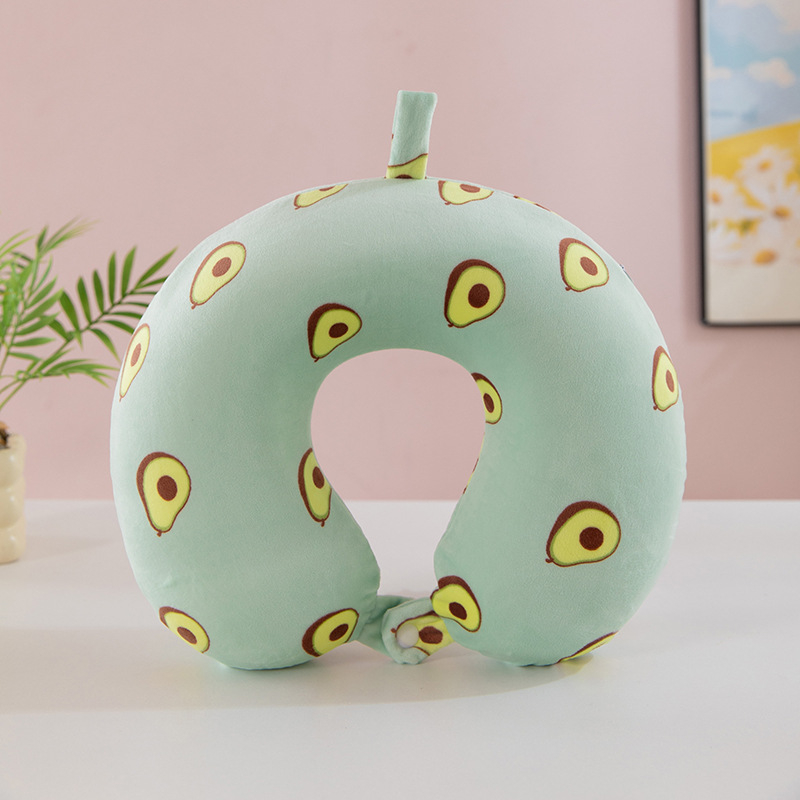 У-образена възглавница от паметна пяна, сладък мультяшен дизайн, подходяща за пътуване и офисни дрямки, за автомобил и самолет