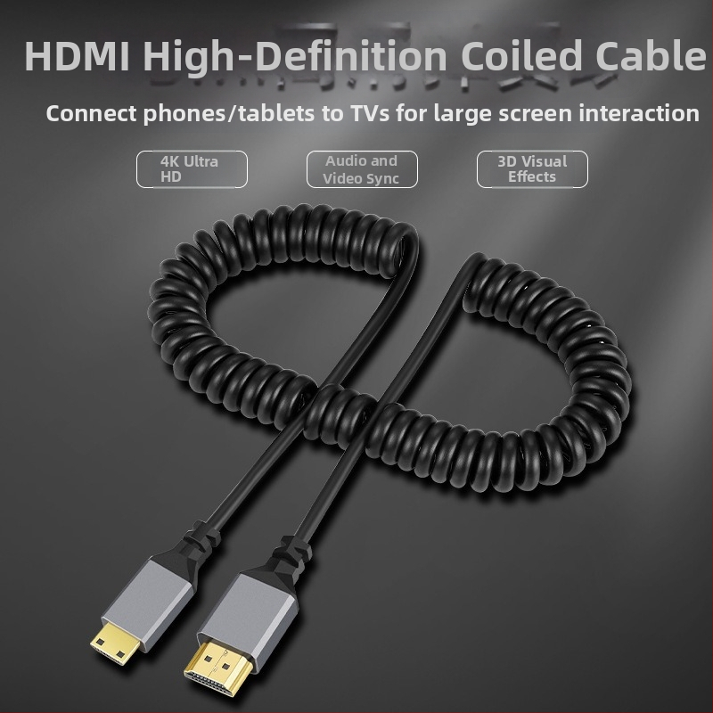 Mini HDMI na HDMI kábel, 4K podpora, meďový vodič so strieborným povlakom konektorov, pre tablety a fotoaparáty