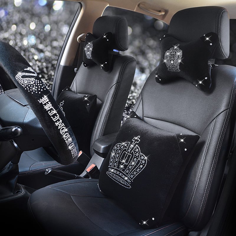 Jastučić za glavu za automobil s uzorkom Kruna – poliester, punjenje sintetičkim vlaknom, univerzalna prilagodba, prilagodljivo