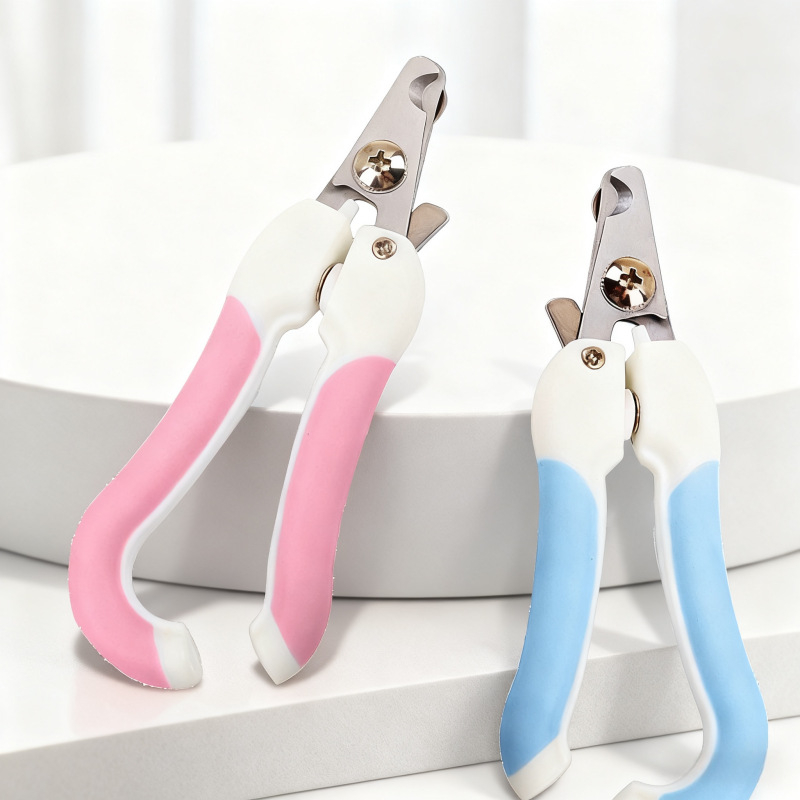 Set de tăiet unghii pentru animale de companie cu mâner curbat, priză confortabilă, oțel inoxidabil, model jd011, include pila pentru unghii, pentru pisici și câini