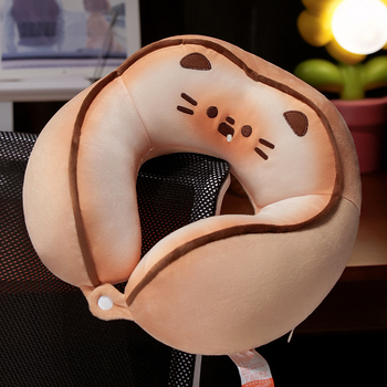 Animacinių kačių U formos kaklo pagalvė kelionėms — nešiojama, užpildas PP medvilnė, audinys krištolo velūras