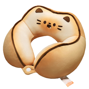Animacinių kačių U formos kaklo pagalvė kelionėms — nešiojama, užpildas PP medvilnė, audinys krištolo velūras