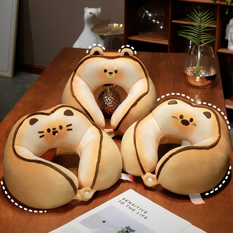 Animacinių kačių U formos kaklo pagalvė kelionėms — nešiojama, užpildas PP medvilnė, audinys krištolo velūras