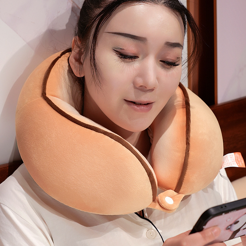 Animacinių kačių U formos kaklo pagalvė kelionėms — nešiojama, užpildas PP medvilnė, audinys krištolo velūras