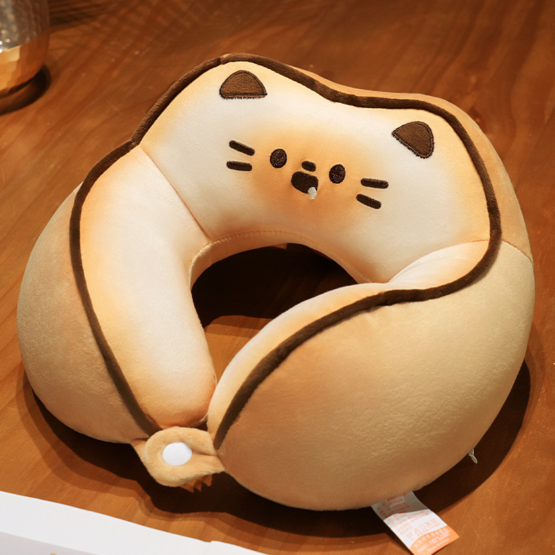 Animacinių kačių U formos kaklo pagalvė kelionėms — nešiojama, užpildas PP medvilnė, audinys krištolo velūras