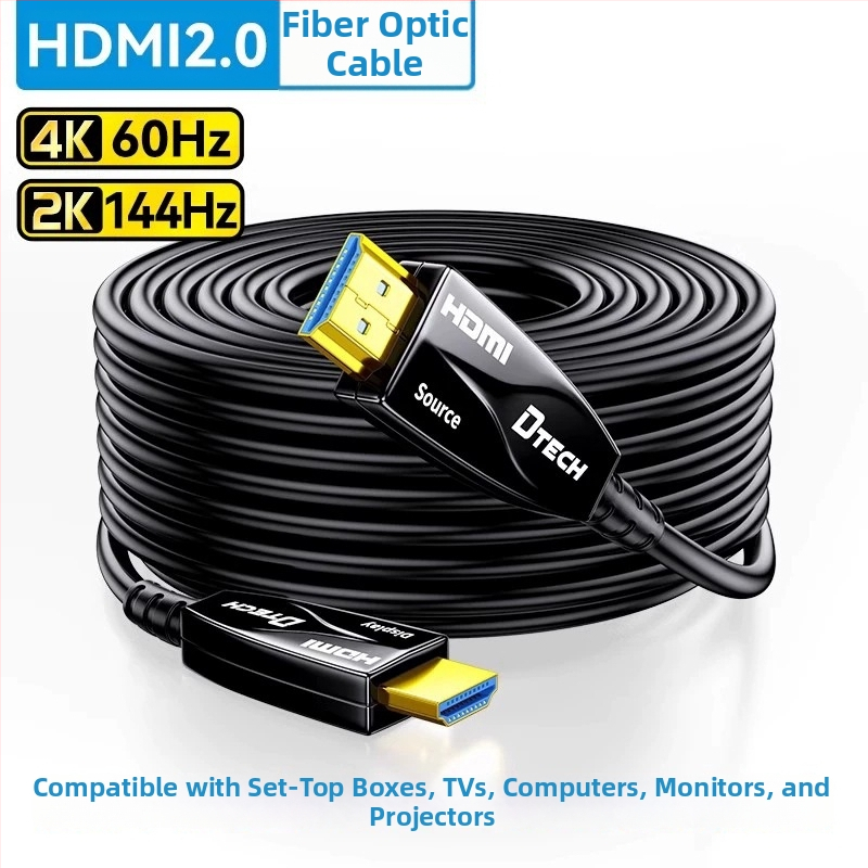 HDMI optický kábel z vlákien verzia 2.1 pre PC/projektor — 4K@60Hz, pozlátené konektory, dĺžka až 100 m, adaptér kábel