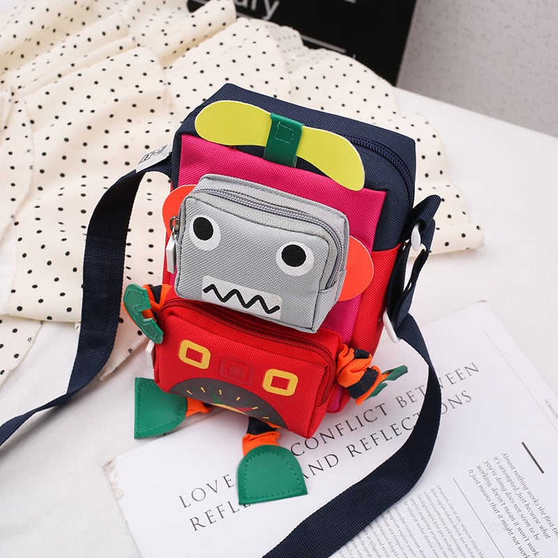 Geantă crossbody pentru copii de grădiniță, cu model anime cartoon, material canvas, ultra-ușoară, reducerea încărcăturii și protecția spatelui, căptușeală poliester