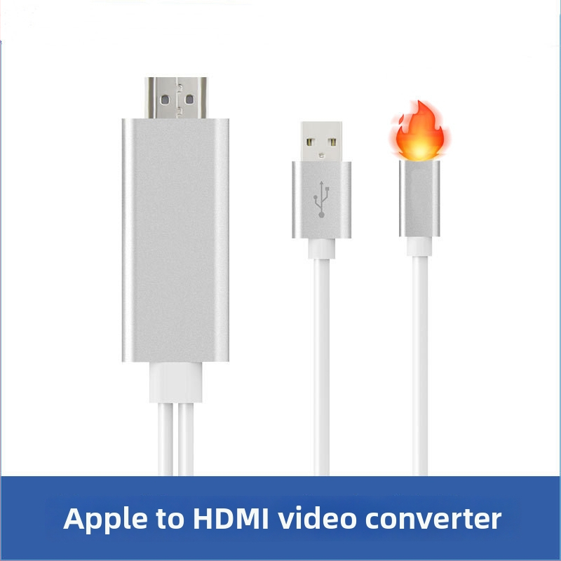 Lightning na HDMI adapter kabel za Apple - 1,8 m, srebrno presvučen bakar, HDMI/MHL kompatibilan