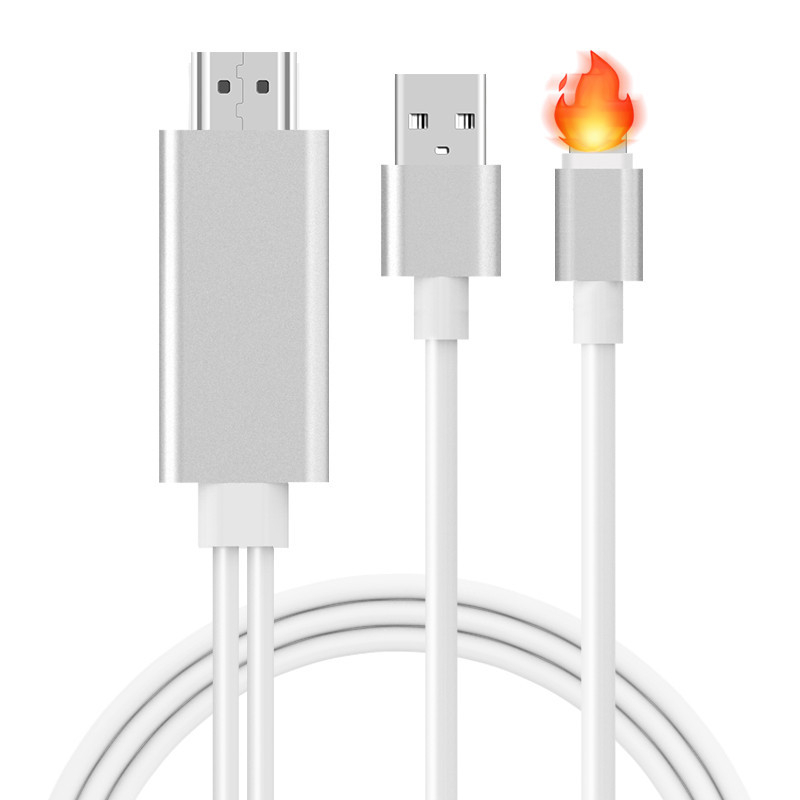 Lightning na HDMI adapter kabel za Apple - 1,8 m, srebrno presvučen bakar, HDMI/MHL kompatibilan