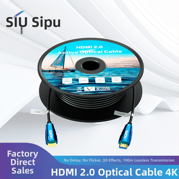 HDMI optički kabel s vlaknom, verzija 2.0, 4K 60 Hz, spoj s TV-om i 3D projektorom, 120 Hz PC kompatibilnost, zlatni kontakti