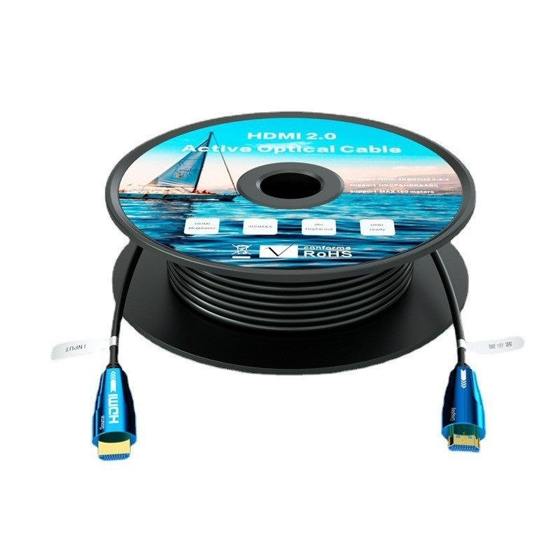 HDMI optički kabel s vlaknom, verzija 2.0, 4K 60 Hz, spoj s TV-om i 3D projektorom, 120 Hz PC kompatibilnost, zlatni kontakti