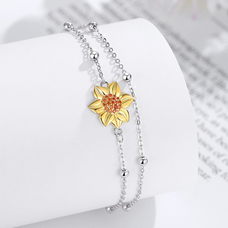 Σετ κοσμημάτων από ασήμι S925 με ηλίανθο – Κολιέ και κοσμήματα για το χέρι, Ευρωπαϊκό-Αμερικανικό στυλ