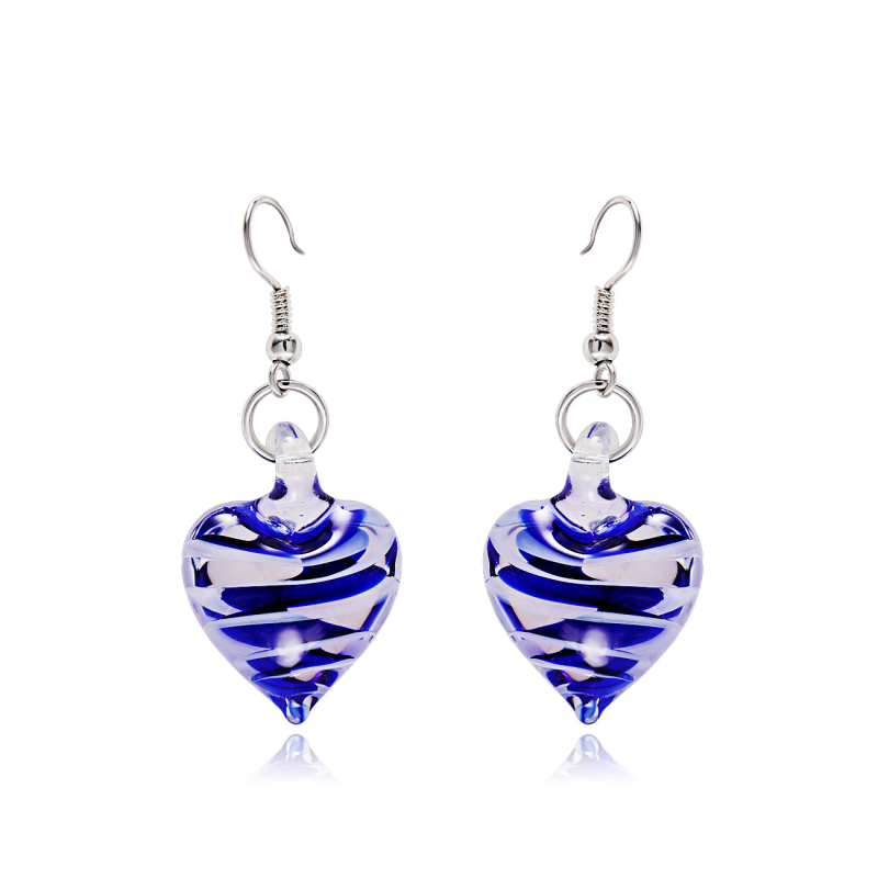 Σετ σκουλαρίκια και κολιέ – χειροποίητο γυαλί/γλάζα, αλυσίδα σχοινιού, κρεμαστό με χρωματιστή γλάζα, μοτίβα Αγάπη/σταγόνες νερού/καμπάνα