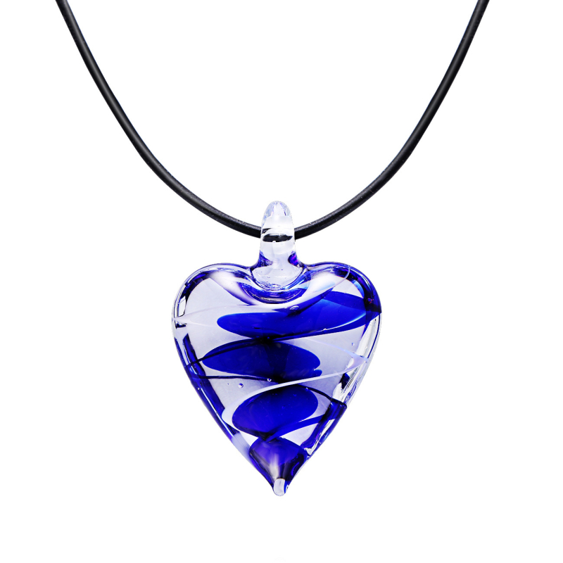 Σετ σκουλαρίκια και κολιέ – χειροποίητο γυαλί/γλάζα, αλυσίδα σχοινιού, κρεμαστό με χρωματιστή γλάζα, μοτίβα Αγάπη/σταγόνες νερού/καμπάνα