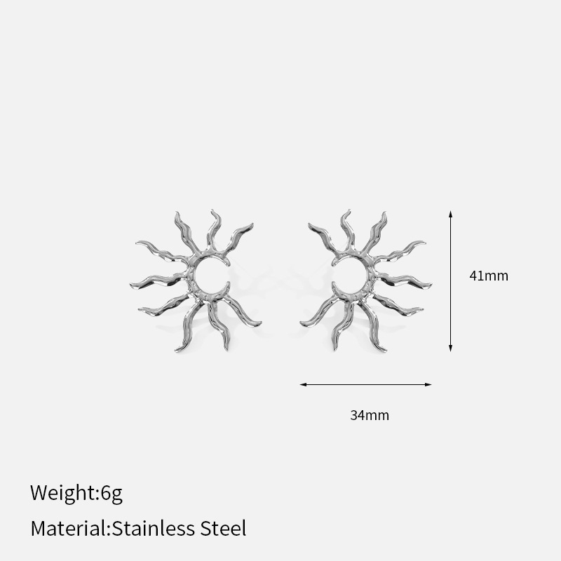Σετ κοσμημάτων με μοτίβο ηλιοτρόπιο από ανοξείδωτο χάλυβα – σκουλαρίκια και κολιέ, ηλεκτροπλατίωση (Φθινόπωρο 2025)