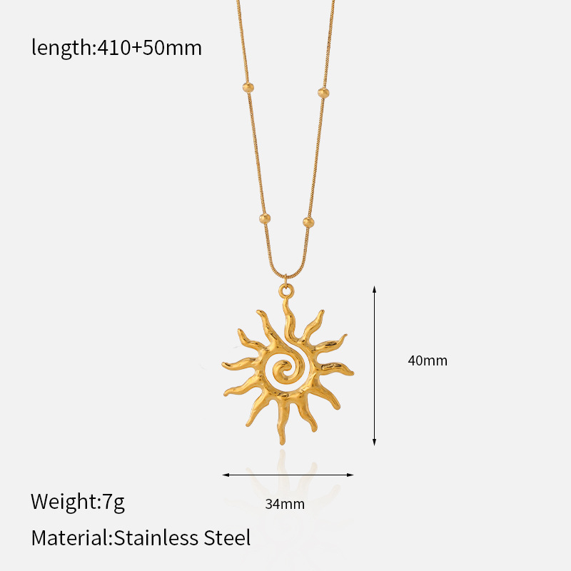 Σετ κοσμημάτων με μοτίβο ηλιοτρόπιο από ανοξείδωτο χάλυβα – σκουλαρίκια και κολιέ, ηλεκτροπλατίωση (Φθινόπωρο 2025)