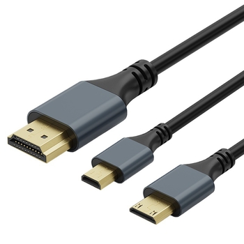 Cablu HDMI la Mini HDMI/Micro, 4K60Hz, HDMI 2.0, cupru, placat cu aur, lungime 0.5–10 m, Wadexun