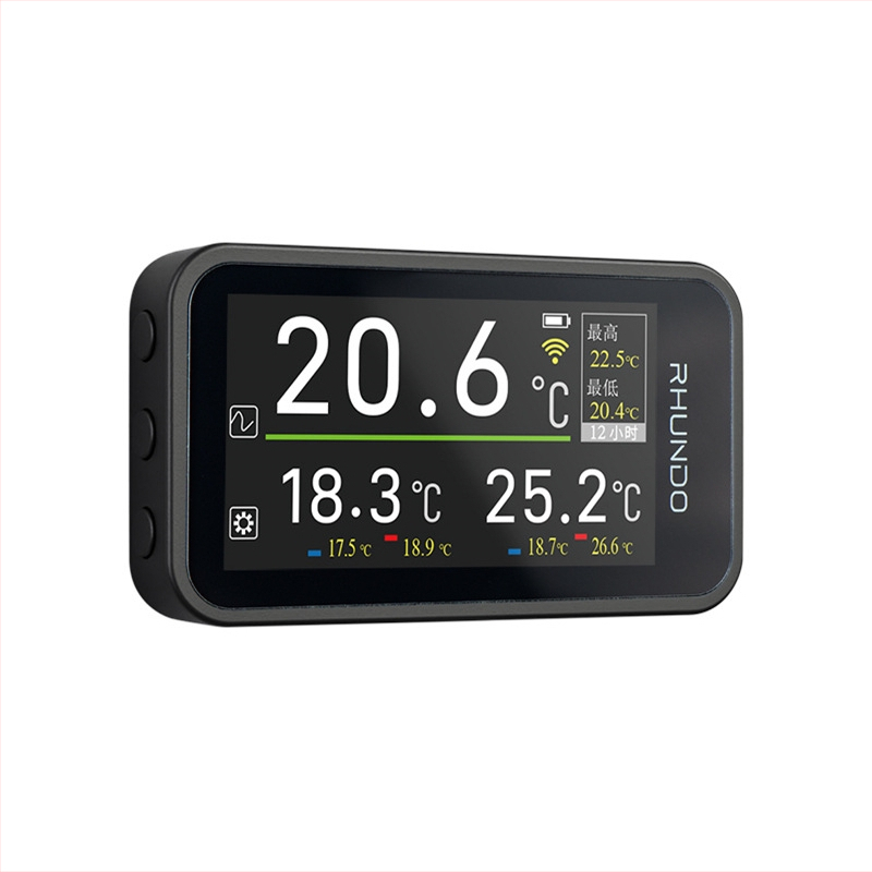 RHUNDO automašīnas iekšējās temperatūras displejs — elektroniskais termometra-higromērs, ABS korpuss ar LCD displeju, aksiālais tips