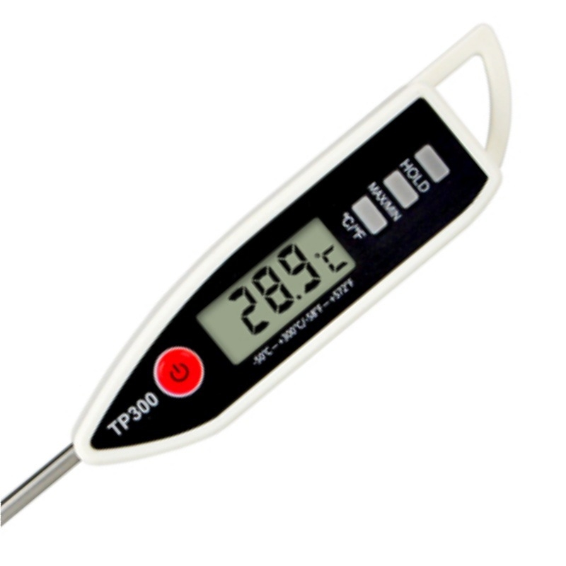 Termometru digital de bucătărie tip stilou cu sondă din oțel inoxidabil – măsoară temperatura alimentelor, a uleiului și a laptelui; alimentat cu baterie AG13