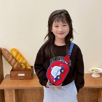 Geantă de talie pentru copii cu imprimeu mașinuță, nailon, unisex, pentru grădiniță, toamna 2024