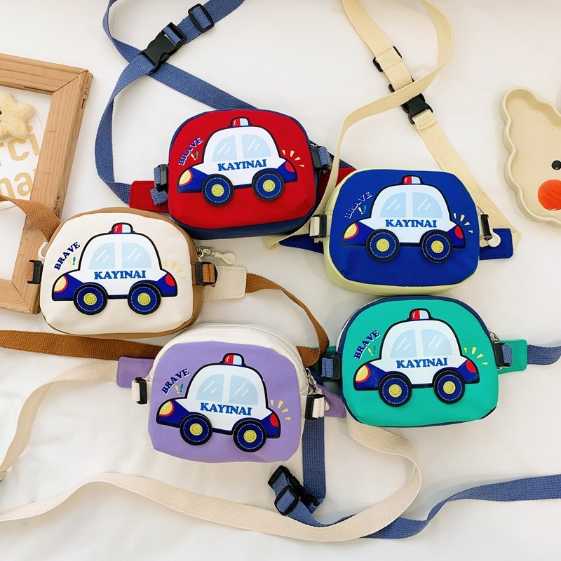 Geantă de talie pentru copii cu imprimeu mașinuță, nailon, unisex, pentru grădiniță, toamna 2024