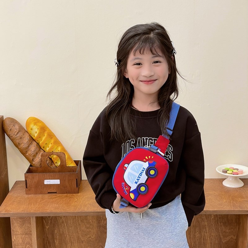 Geantă de talie pentru copii cu imprimeu mașinuță, nailon, unisex, pentru grădiniță, toamna 2024