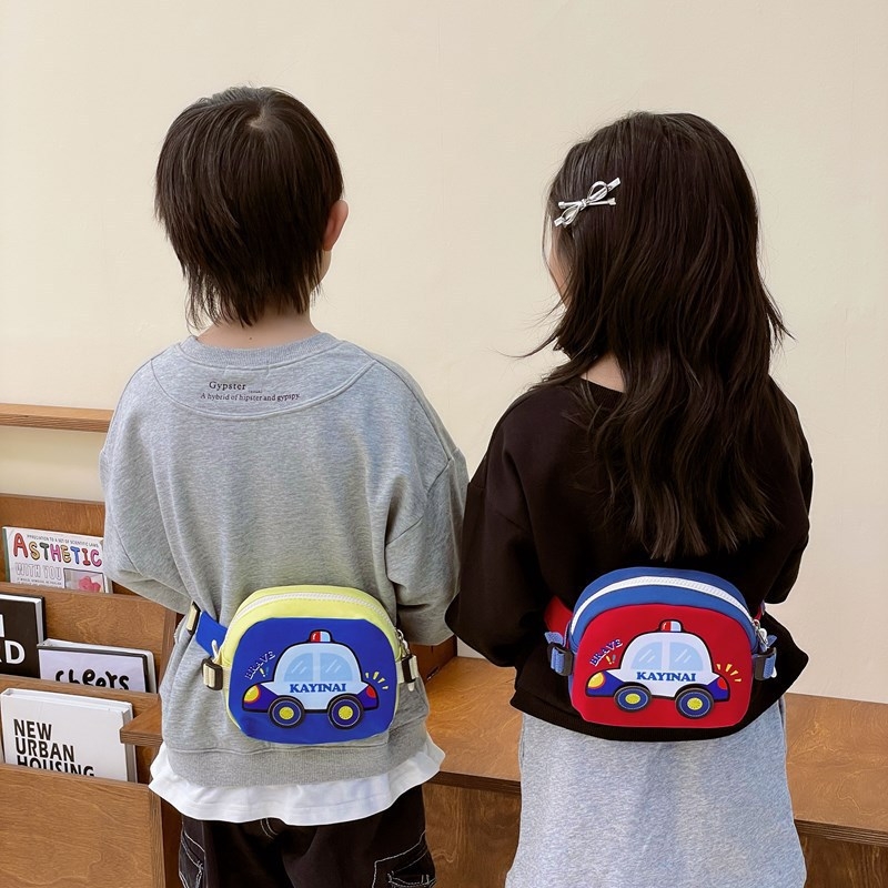 Geantă de talie pentru copii cu imprimeu mașinuță, nailon, unisex, pentru grădiniță, toamna 2024