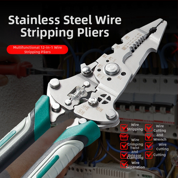 Elektrikas meistrui: daugiafunkcinis nerūdijančio plieno laidų odėkliai – odėkavimas, pjovimas, prispaudimas; sulankstomas dizainas; svoris 0,21 kg