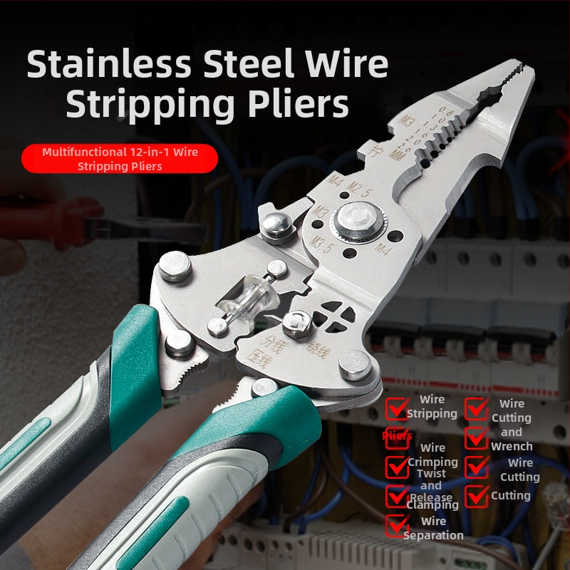 Elektrikas meistrui: daugiafunkcinis nerūdijančio plieno laidų odėkliai – odėkavimas, pjovimas, prispaudimas; sulankstomas dizainas; svoris 0,21 kg