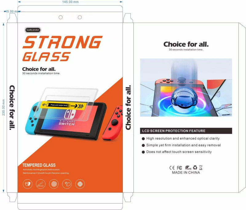 Nintendo Switch2 Staklena zaštita zaslona – prednja, HD, antiotisak prsta