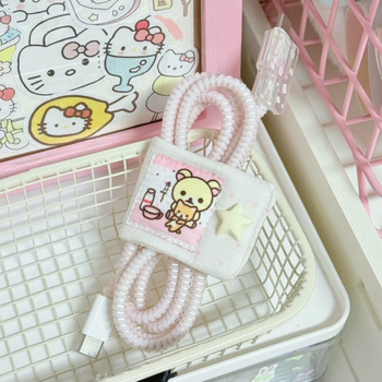 Kabelių organizatorius japonų stiliaus, rankų darbo, skirtas ausinių, įkrovimo ir duomenų kabeliams, poliesterio medžiaga, animacinio stiliaus dizainas