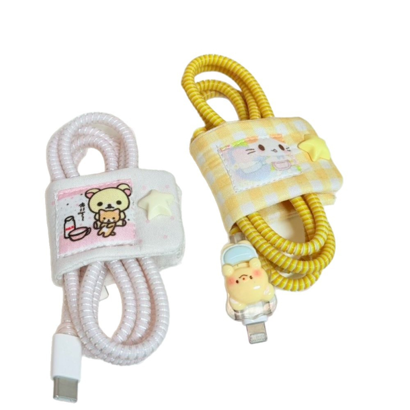 Kabelių organizatorius japonų stiliaus, rankų darbo, skirtas ausinių, įkrovimo ir duomenų kabeliams, poliesterio medžiaga, animacinio stiliaus dizainas