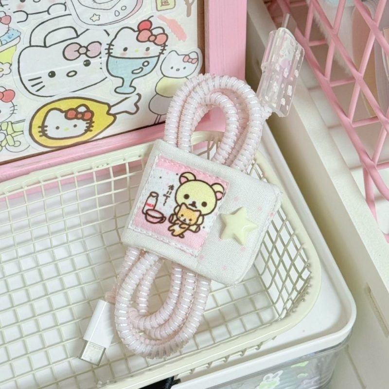 Kabelių organizatorius japonų stiliaus, rankų darbo, skirtas ausinių, įkrovimo ir duomenų kabeliams, poliesterio medžiaga, animacinio stiliaus dizainas