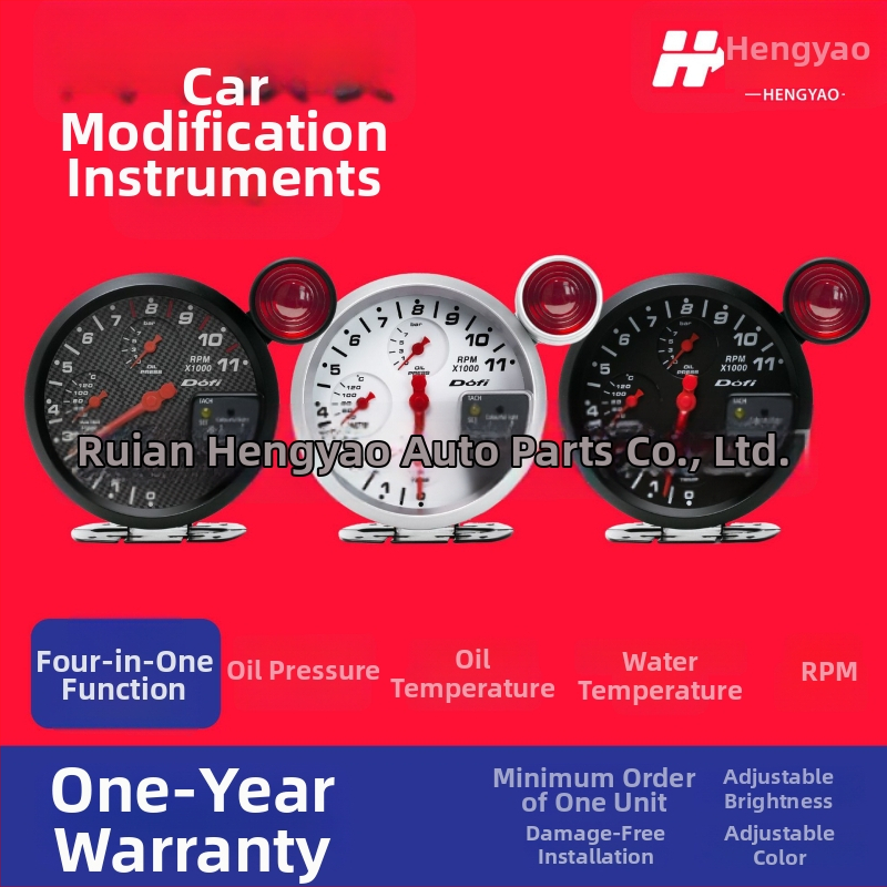 Automobilový upravený prístroj - 4-in-1 tachometer s teplotou vody, teplotou oleja, tlakom oleja a svetlom pre radenie - 12V, hmotnosť 750 g, univerzálny